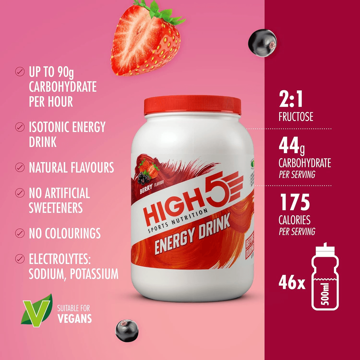HIGH5 Energy Drink - Electrolytes Sport Energy Drink Powder - Isotonic Drink wit view 2