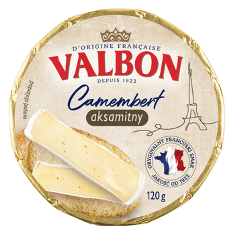 3077201013136 Valbon Camembert aksamitny. Ser pleśniowy 120g