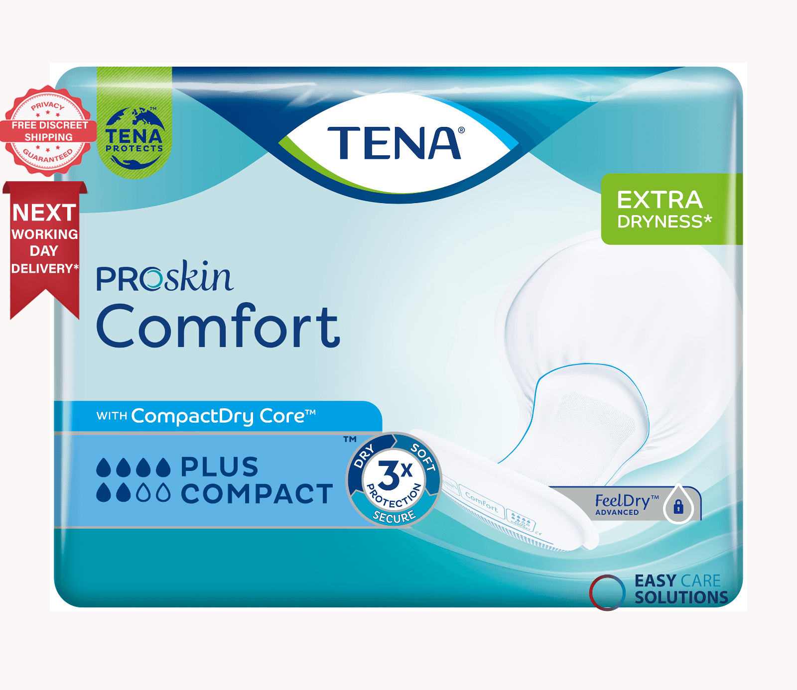 TENA  Comfort Plus Compact - Case Saver - 2 Packs of 42 - 84 Incontinence Pads