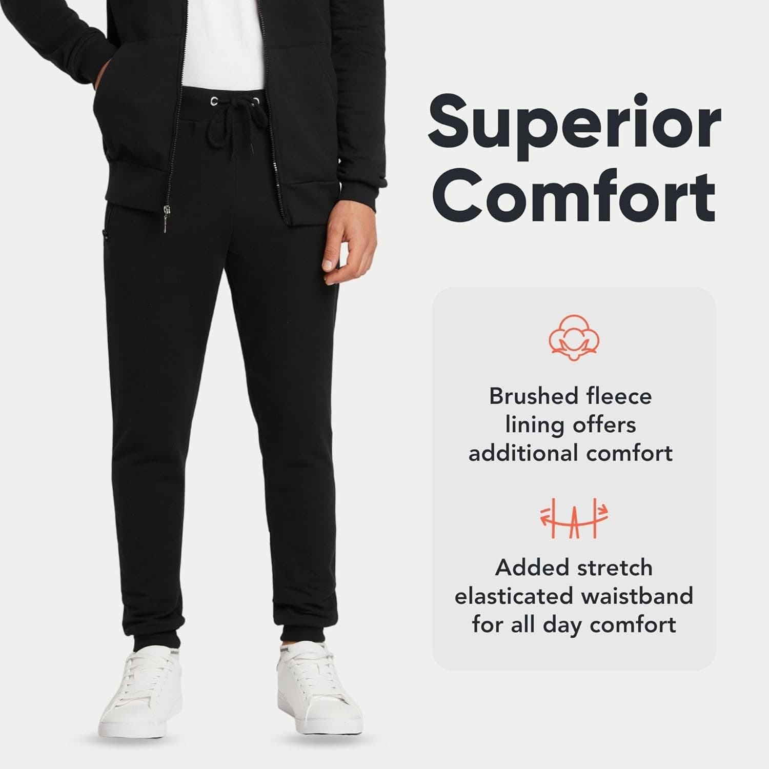 FM London Slim Fit Joggers for Men - Mens Joggers with Zip Pockets Ideal for Ev view 2