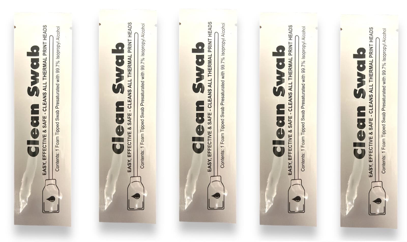 5 x Saturated Print Head Cleaning Swab For Point Of Sale Receipt Printers