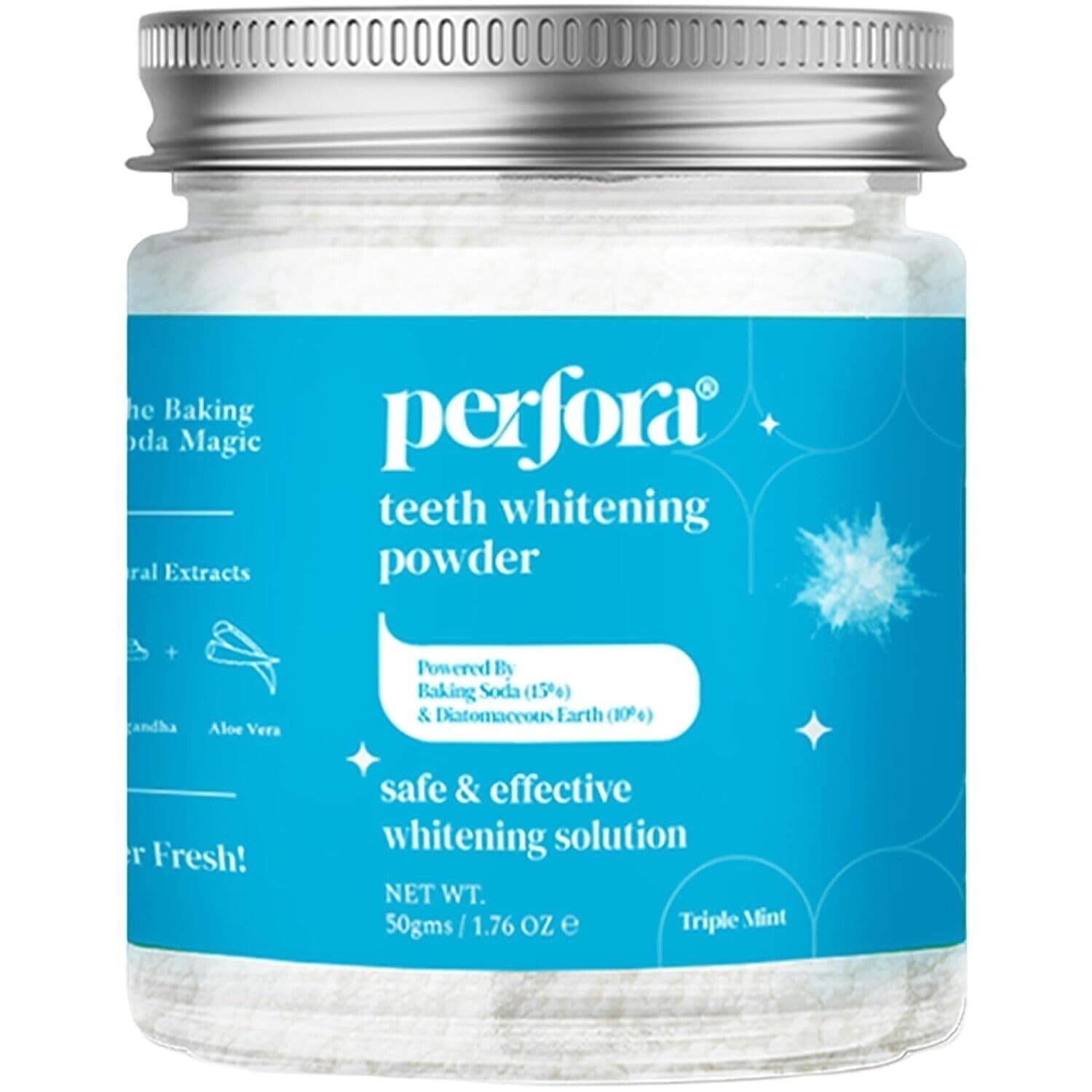 Perfora Teeth Whitening Powder | Enamel Safe and Effective Teeth 50g (Triple Mint)