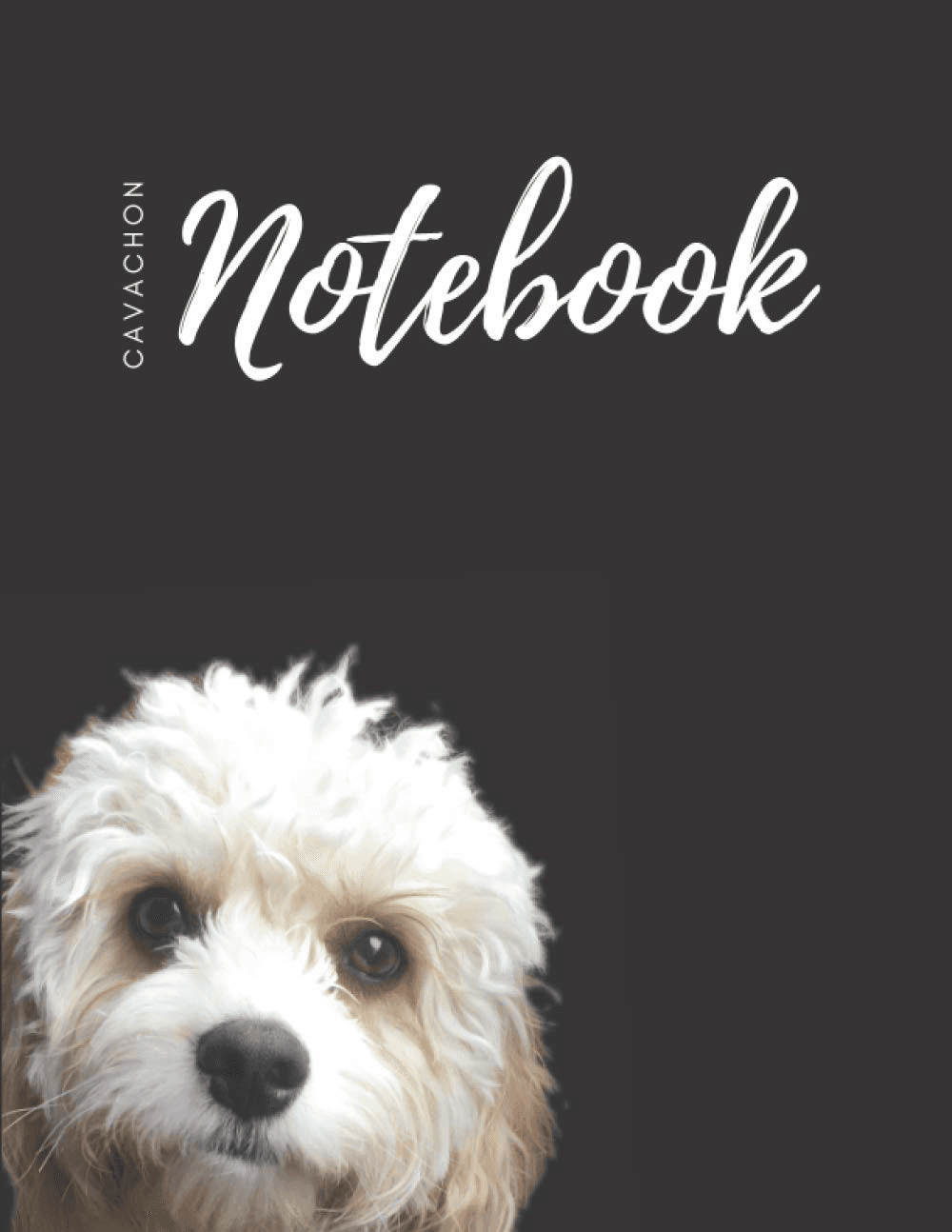 Cavachon Notebook: Fun| Lined| Large 8.5 X 11 Inch Black Journal with Adorable P