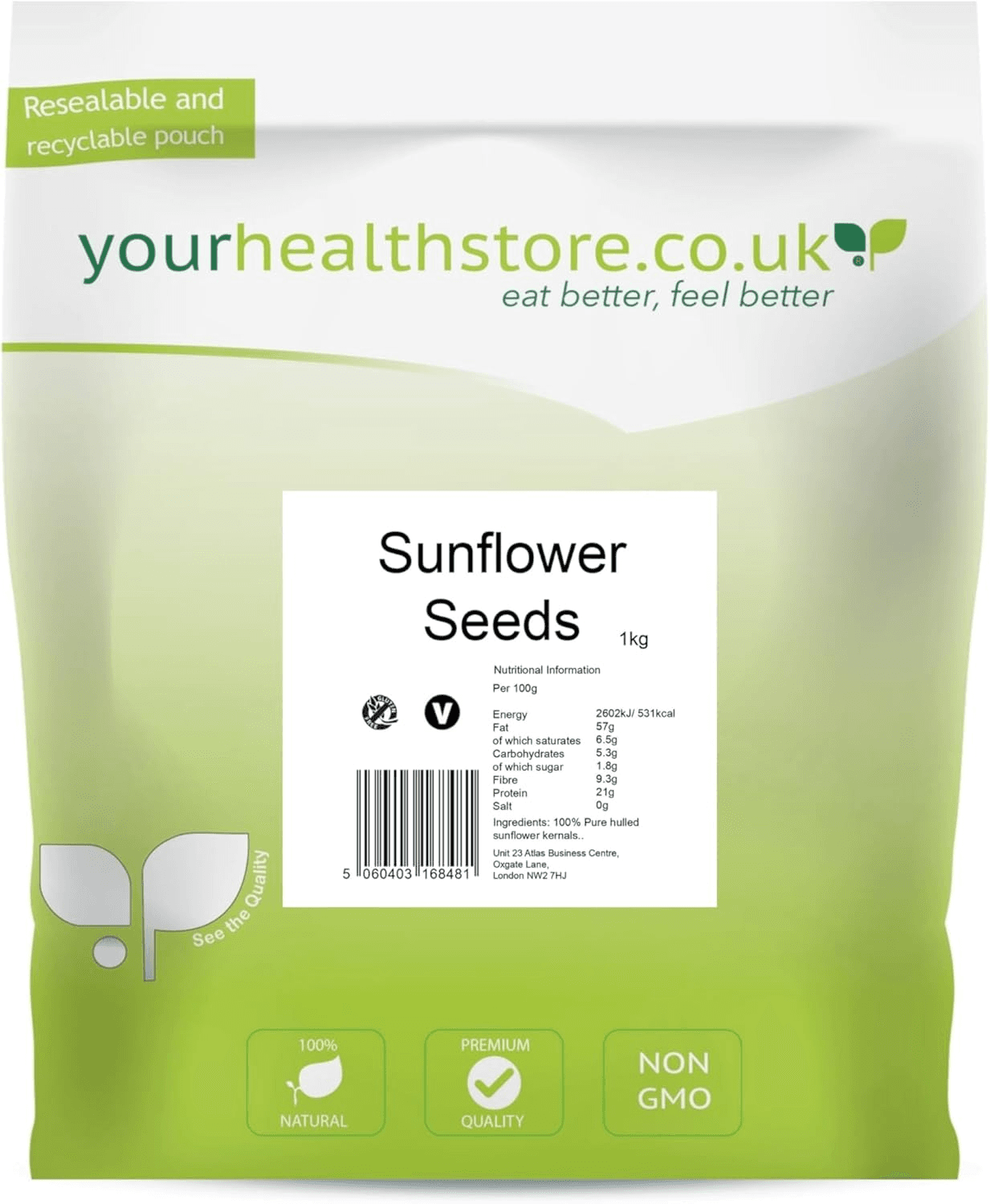 Sunflower Seeds 1Kg| Raw| Hulled| Grade a Quality| No Salt (Reasealable and Recy