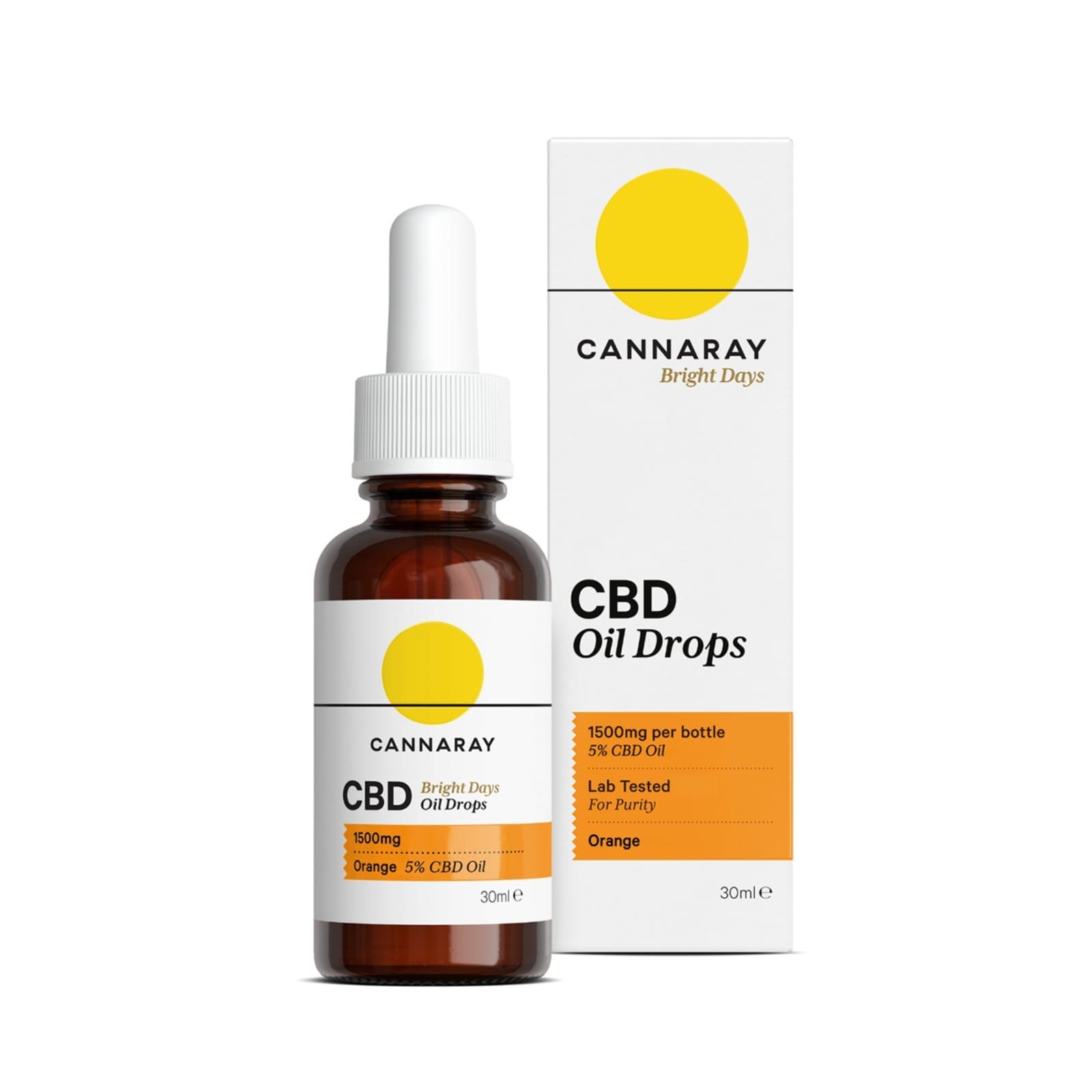 Cannaray CBD Bright Days 1500mg Oil Drops - Juicy Orange