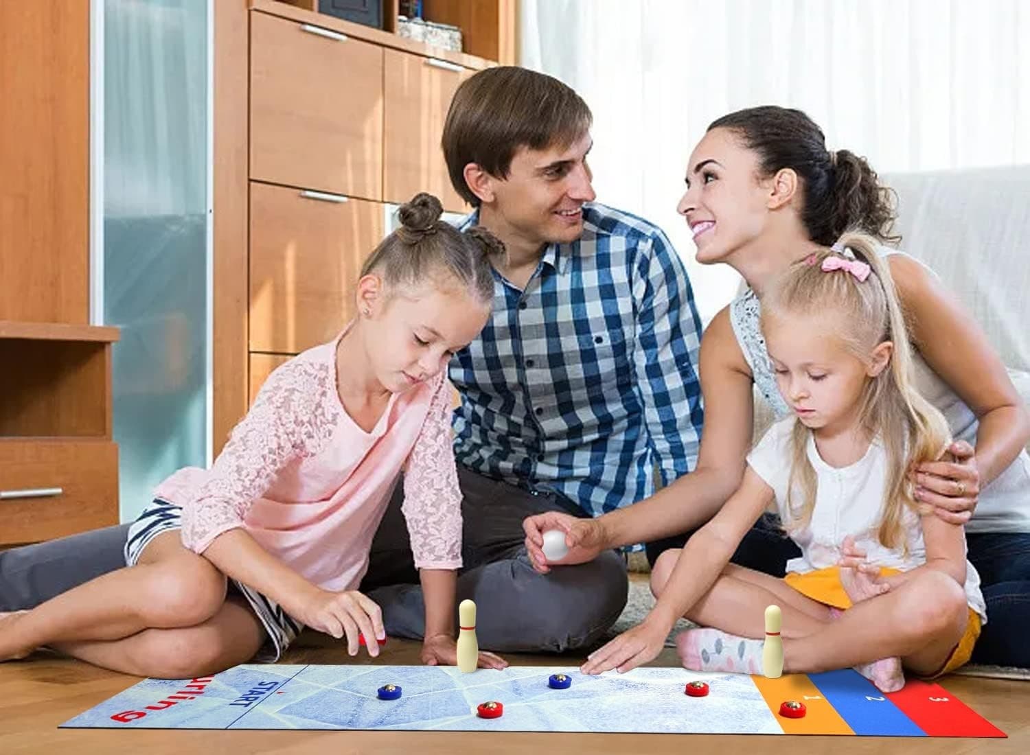 3 in 1 Table Top Shuffleboard Pucks and Bowling Ball and Curling Games| Mini Ta view 2
