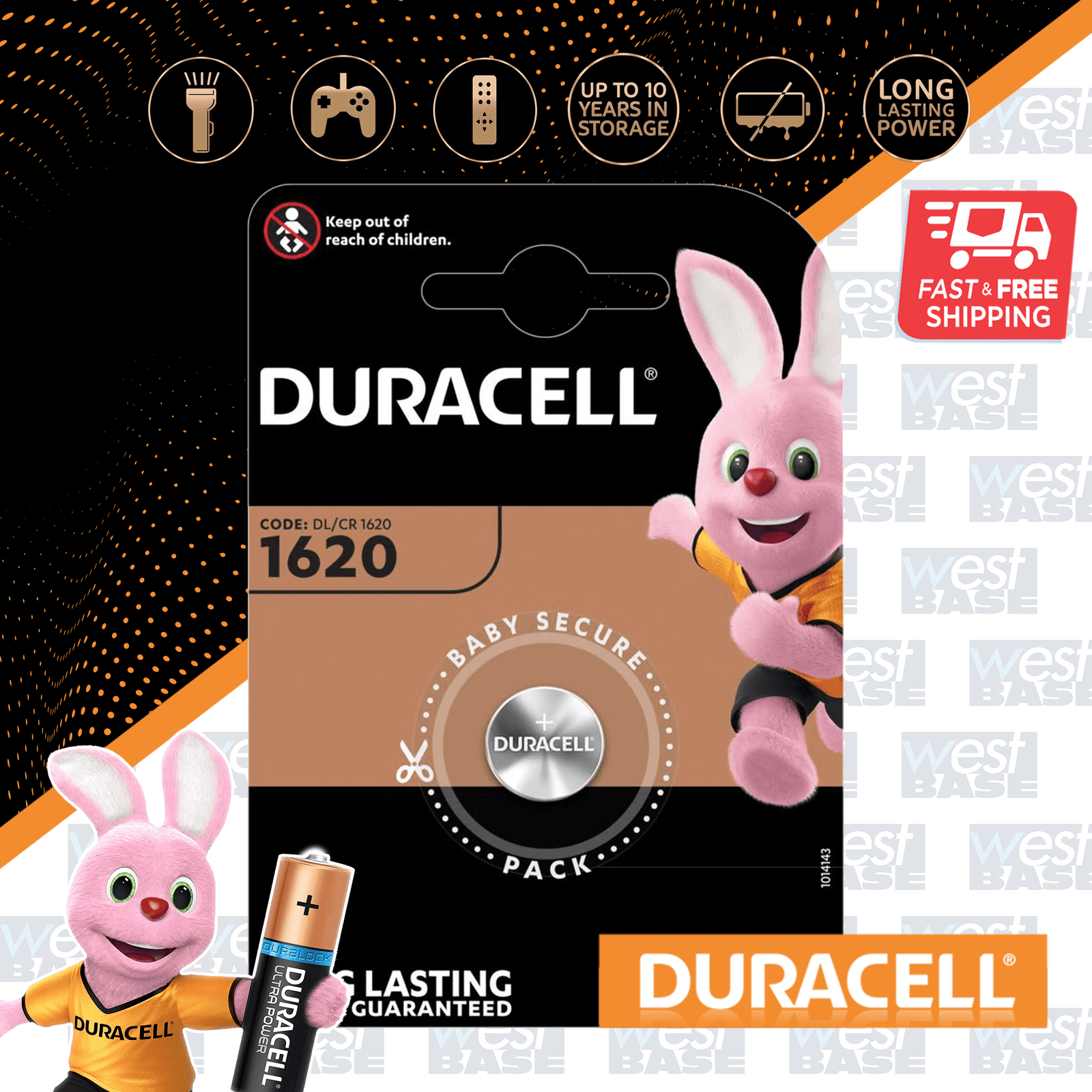 1x DURACELL DL1620 3V LITHIUM COIN Cell Battery DURALOCK CR1620 BR1620 Expiry+