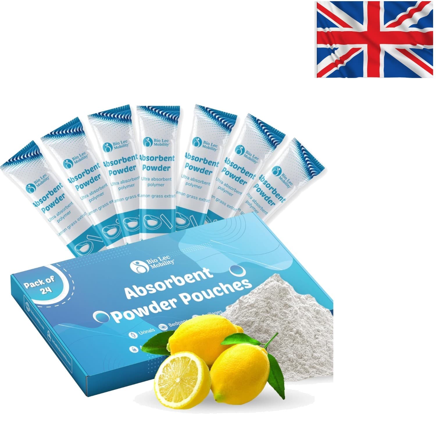 24 Lemon Scented Absorbent Sachets | Perfect for Quick Spill Cleanup and Hygiene
