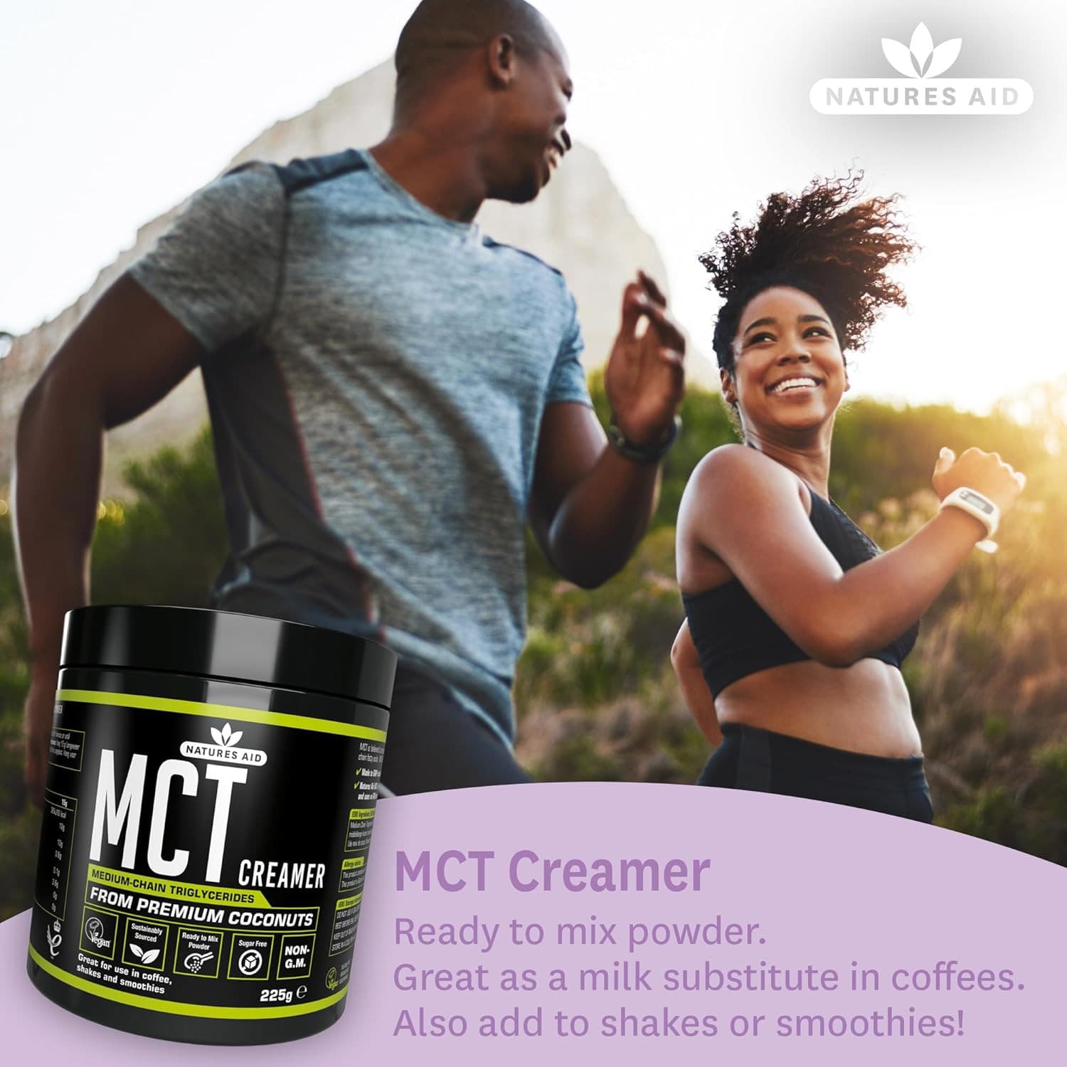 Natures Aid MCT Oil Creamer Powder - Add to Coffee Shakes Smoothies - 100 Perce view 2