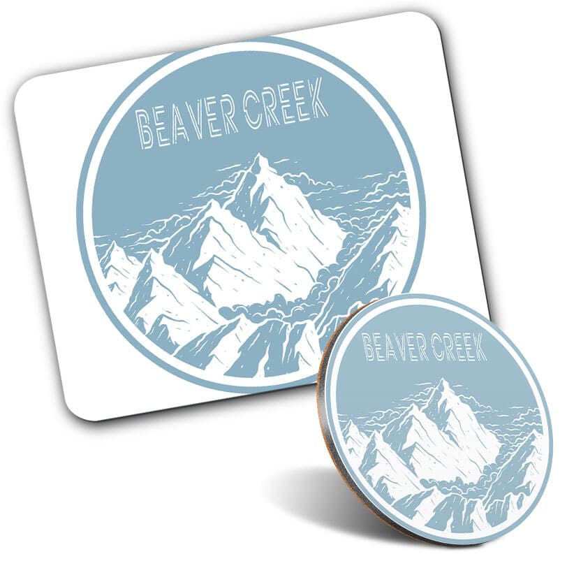 1 Mouse Mat and 1 Round Coaster Beaver Creek Mountain Travel Snowboard #59941