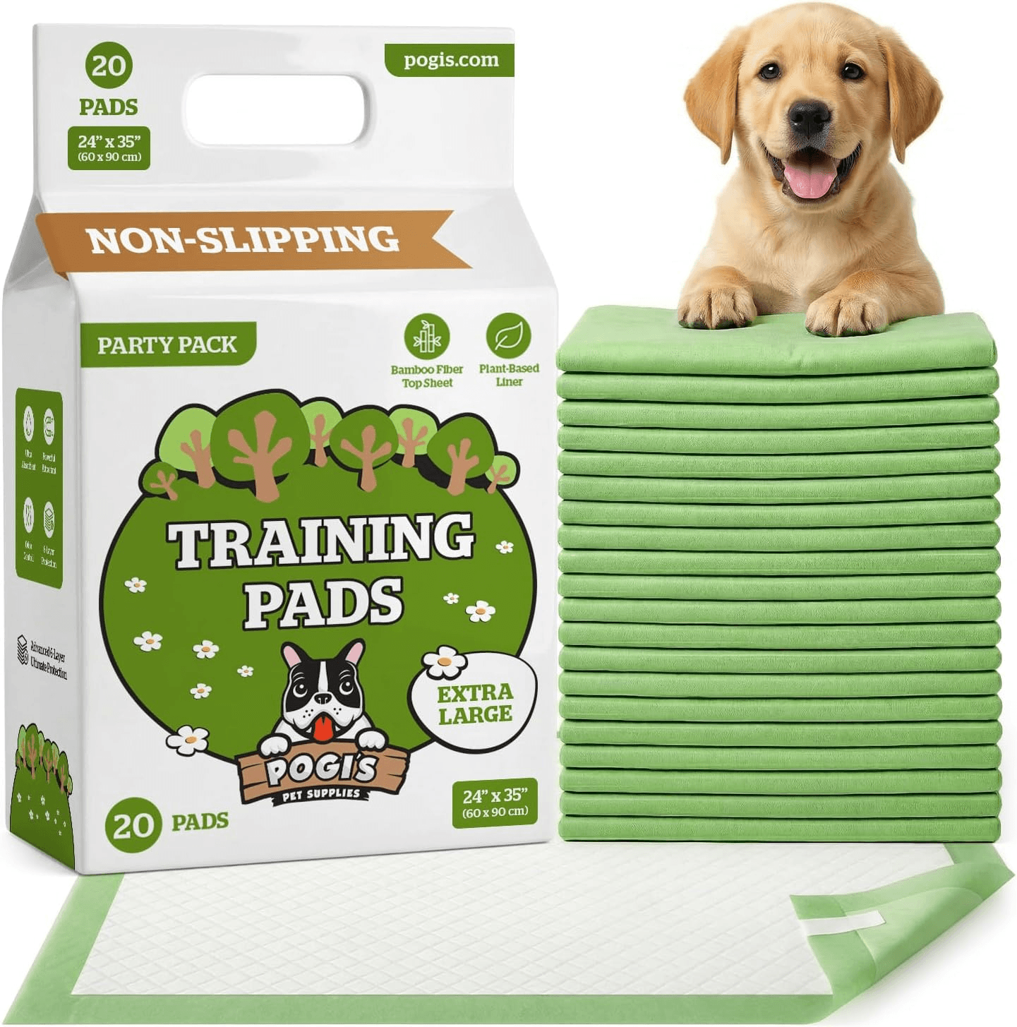 Pogi'S Dog Training Pads with Sticky Tabs – Eco-Friendly| Odour Blocking and Super