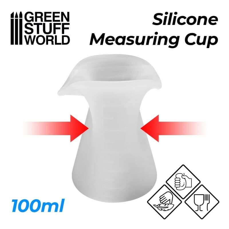Silicone Measuring Cup 100ml - flexible measurer hobby wargames view 2