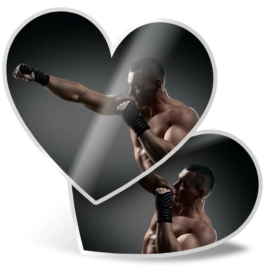 2 x Heart Stickers 15 cm - Boxer Boxing MMA Gym Fitness #21281