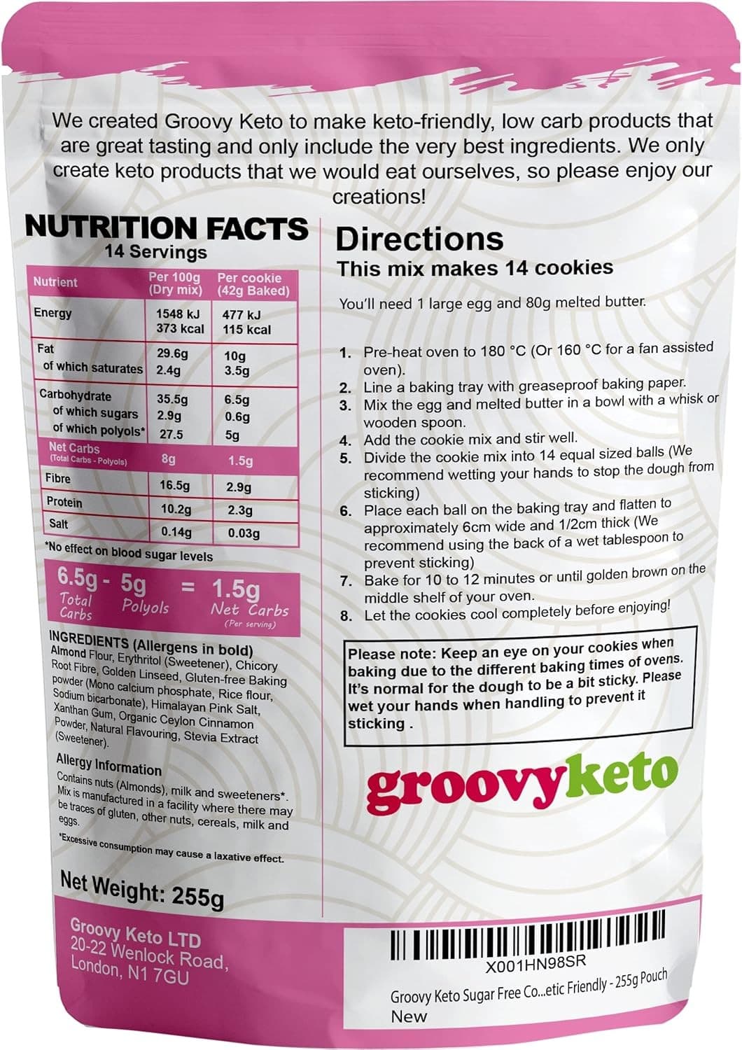Groovy Keto Sugar Free Cookie Mix | Low Carb | Keto Friendly | Only 1.5g Net Ca view 2