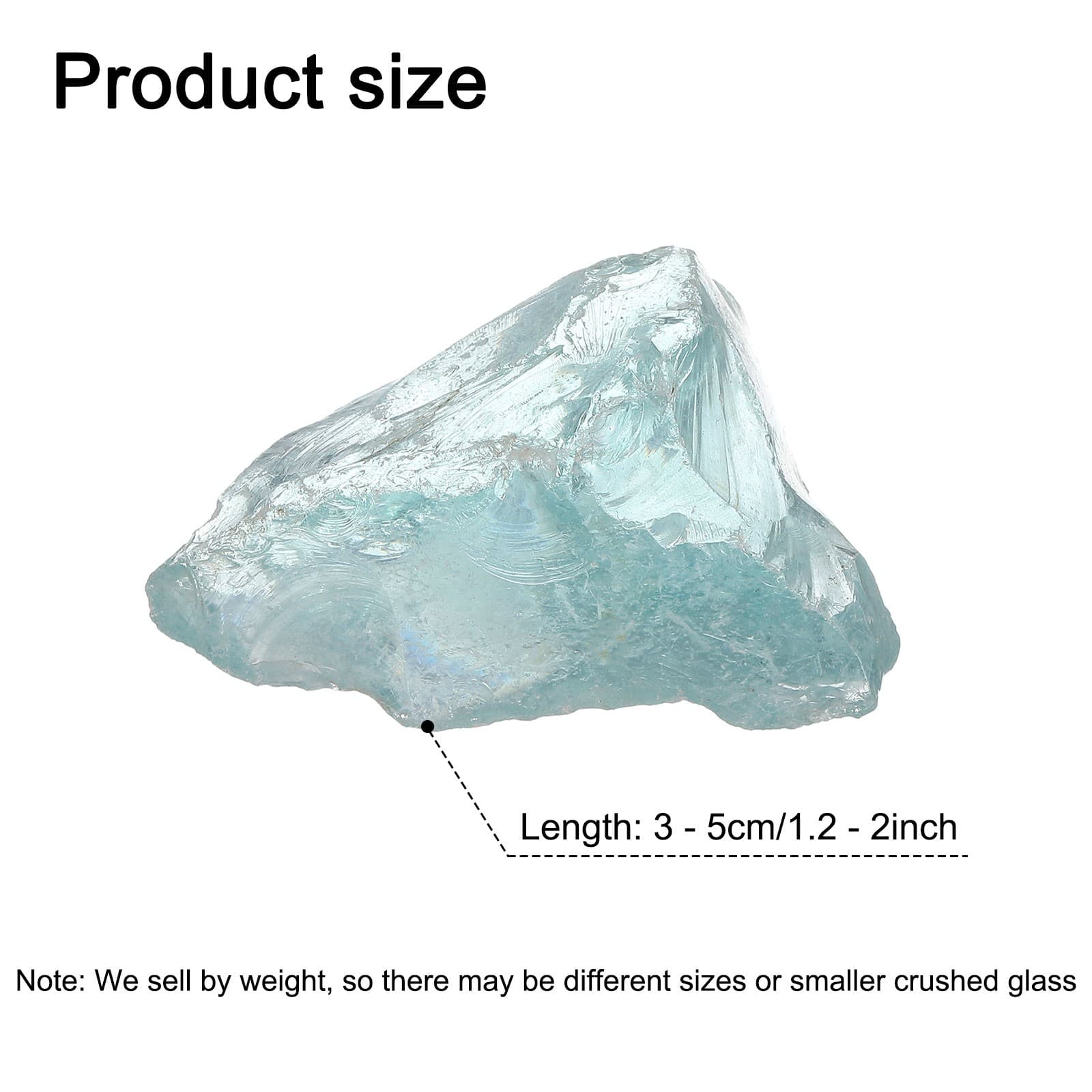 Fire Glass for Fire Pit| 0.9 Pounds Tempered Glass Rocks| 3-5cm| Light Blue view 2