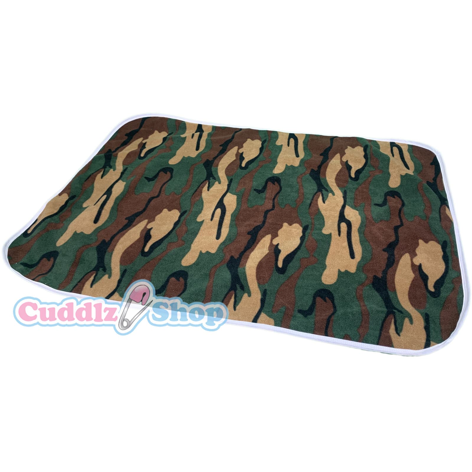 Cuddlz Green Camouflage Fleece And White PVC Adult Sized Changing Mat Reversible