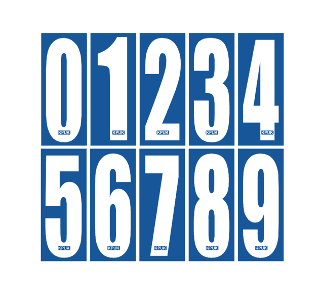 Kart Numbers White Number BLUE Background SLIM Pack of Four Kart Parts UK