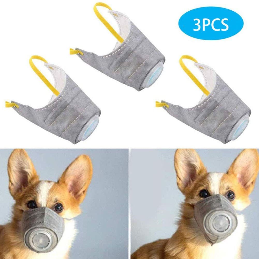 3PCS Dog Mouth Covers Adjustable And Breathable PM2.5 Pet Protective Mouth Cover