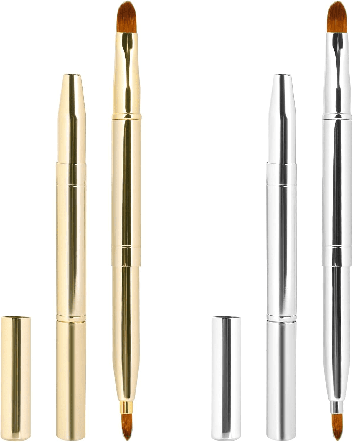 2 Pack Retractable Lip Brush for Lipstick Lip Gloss Double-Ended Lip Makeup Brus
