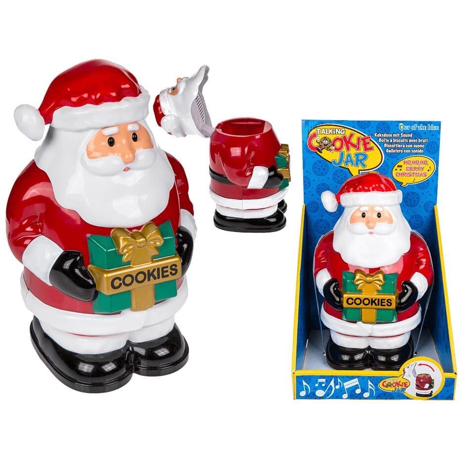 NEW SANTA COOKIE JAR WITH SOUND STORAGE KITCHEN TREATS BISCUIT TIN XMAS SECURE