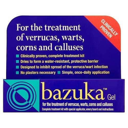BAZUKA GEL TREATMENT OF VERRUCAS WARTS CORNS 5G