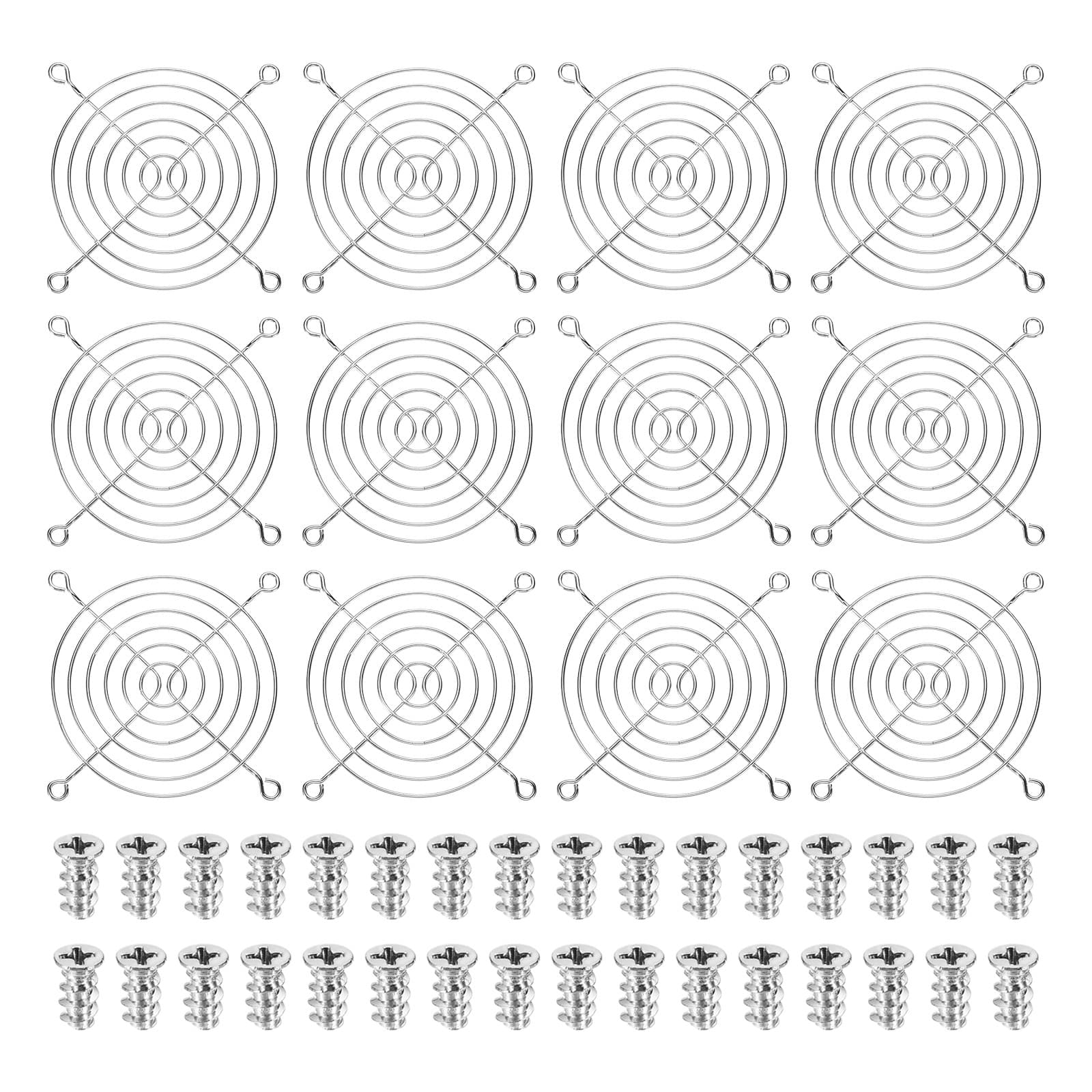 12 Pcs 90mm Fan Finger Grill Metal Ventilation Grill Cover with Screws| Silver