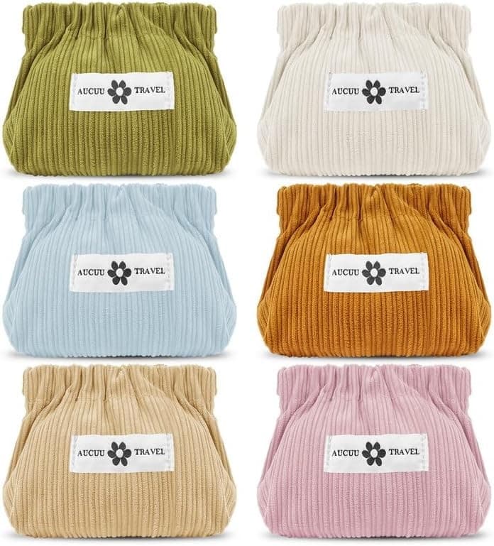 self-Closing Spring Storage bag-6pcs-milk White+Light Blue+Grass Green+Peach Pi