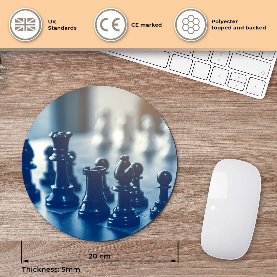 Round Mouse Mat - Chess Set Board Game Retro Office Gift #12954 view 2
