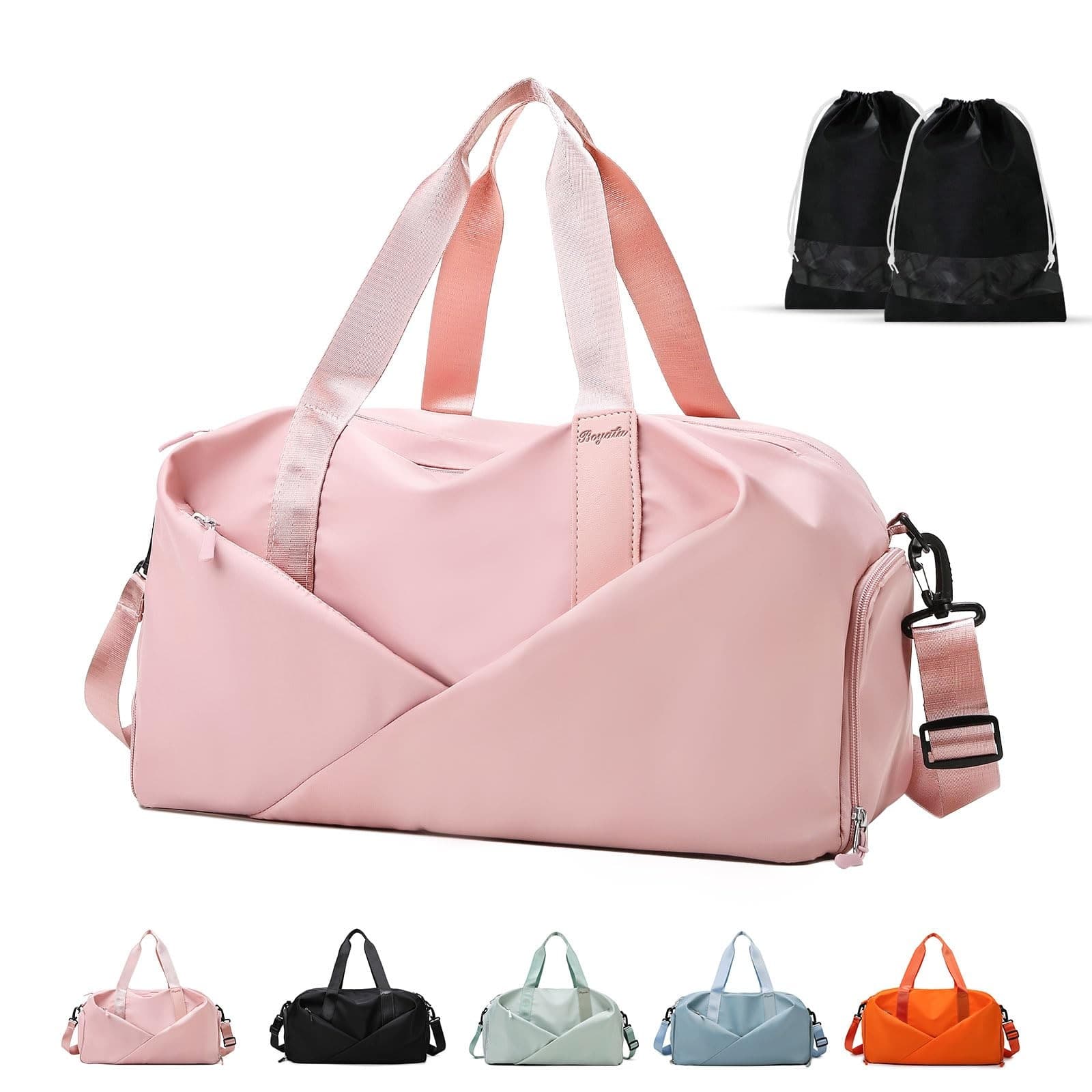 GLGHMH Sports Gym Bag| Portable Large Duffel Totes with 2pcs One Size| Pink