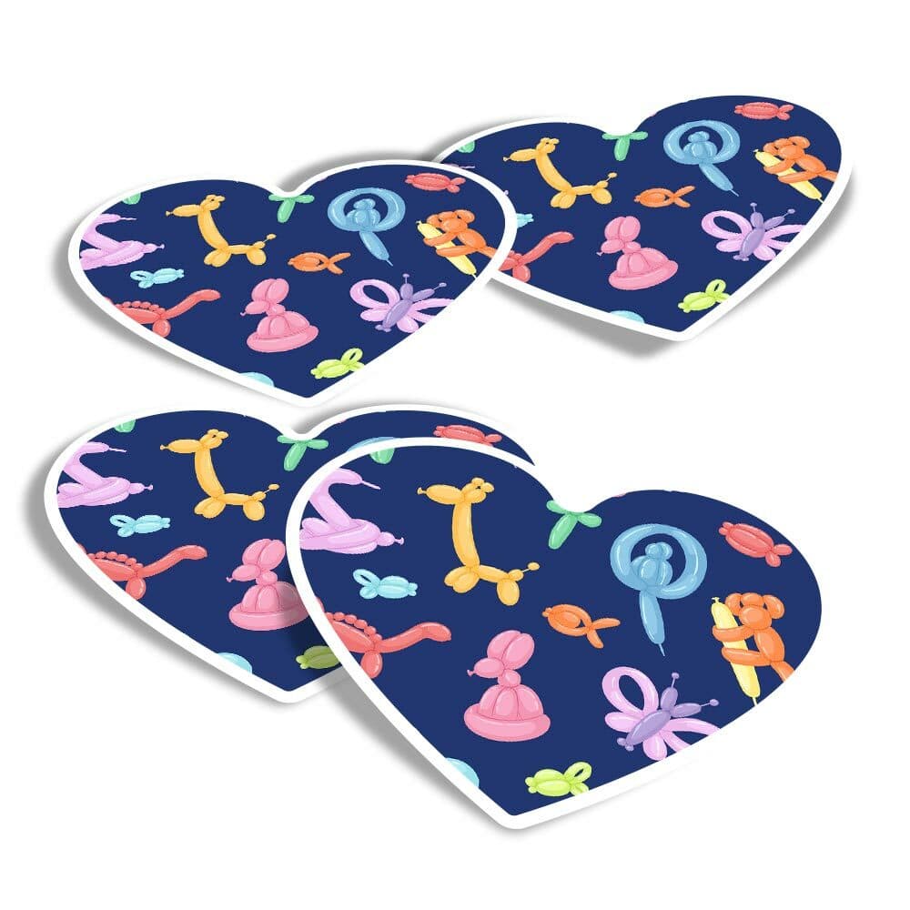 4x Heart Stickers - Balloon Animals Animals #15802