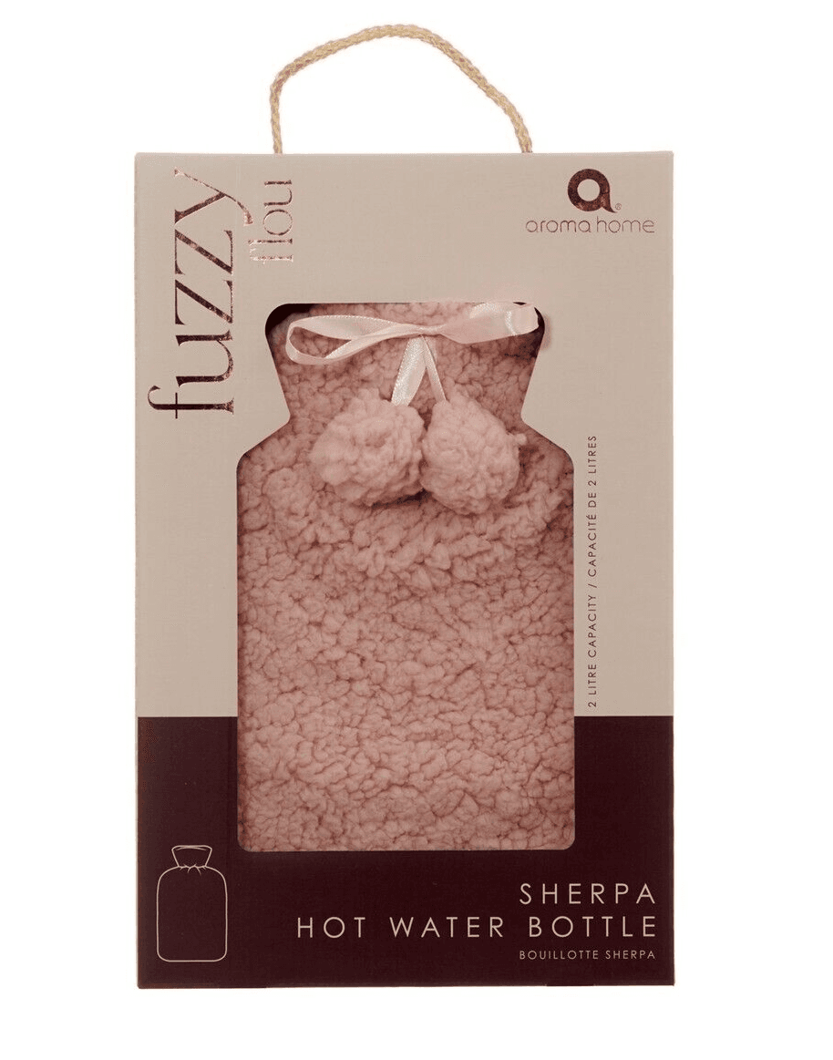 Aroma Home Pink Teddy Fleece Regular 2L Hot Water Bottle (Gift Boxed)