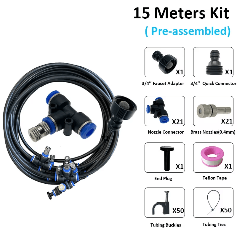 Outdoor Misting Cooling System Kit for Terrace Greenhouse Garden Patio Waterring
