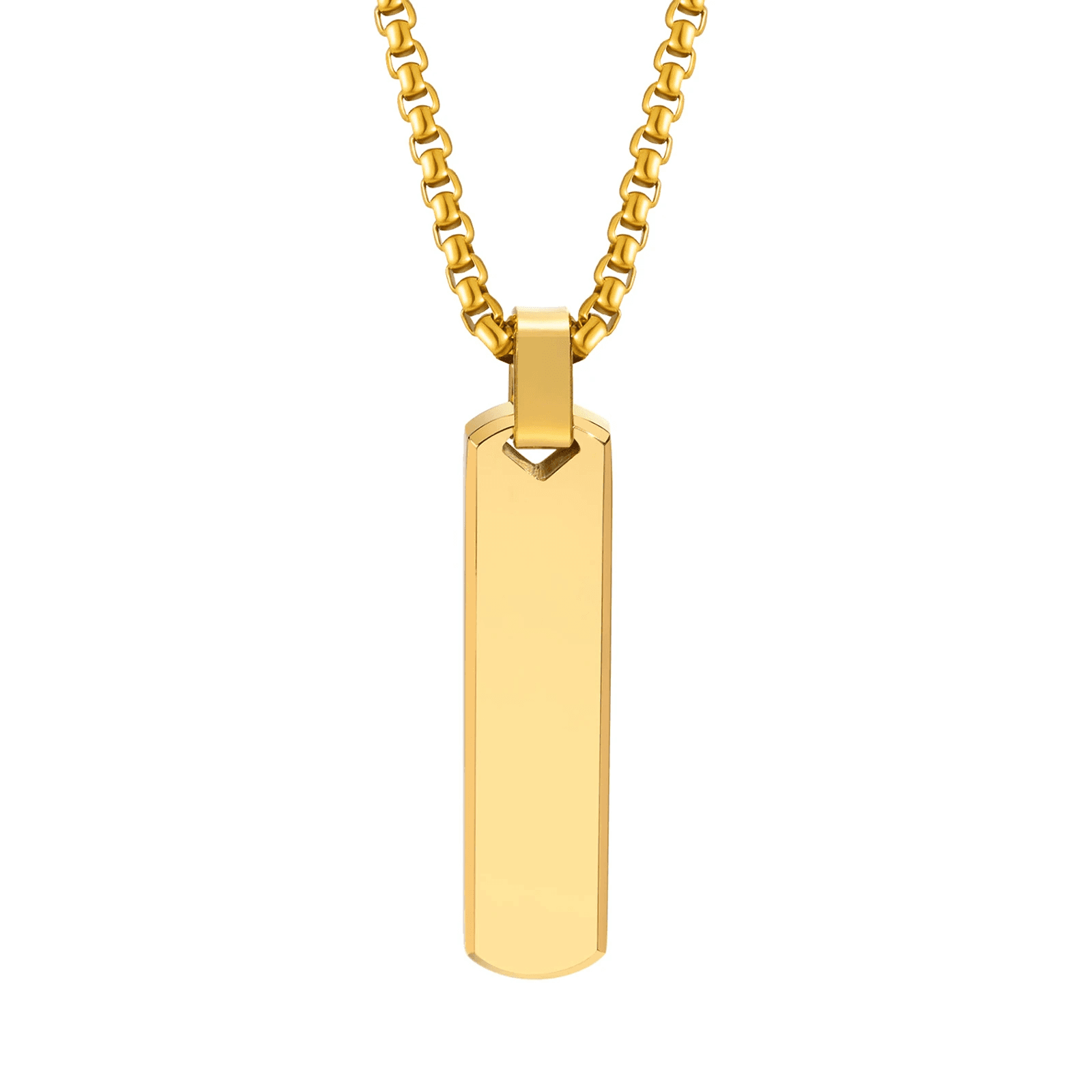 Initials Vertical Bar Necklace for Men,Stainless Steel A-Z 26 Letters Charm Geom