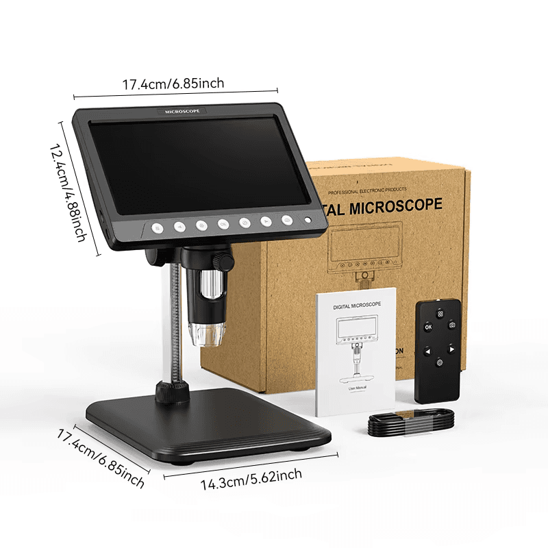 7Inch IPS Digital Coin Microscope 5MP 1200X Ultra-Precise Focusing Camera 1080P