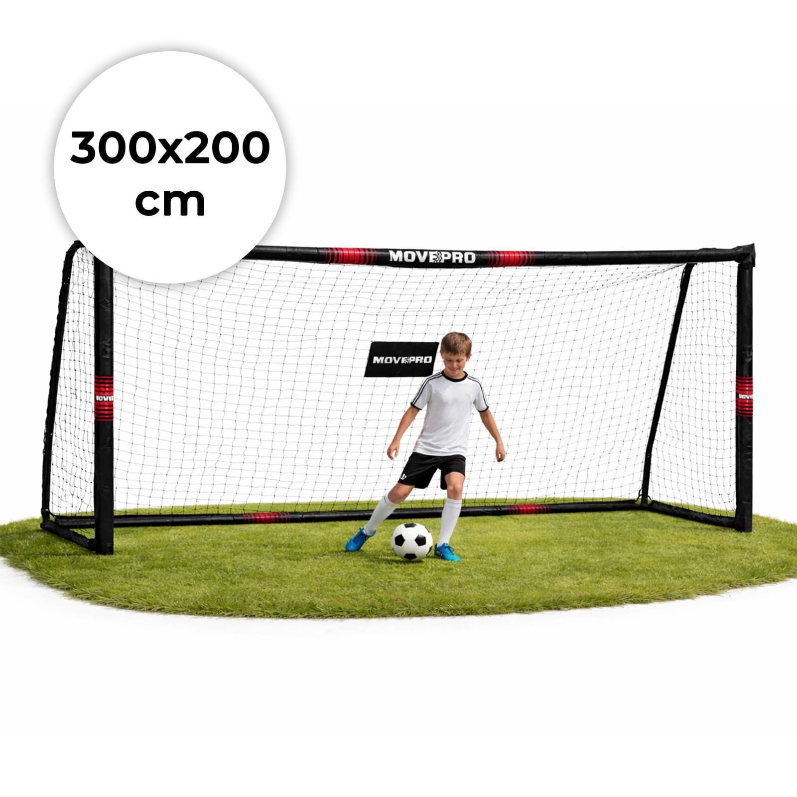 5905817010042 Bramka piłkarska z siatką do piłki nożnej 300x200x120 cm MOVEPRO M