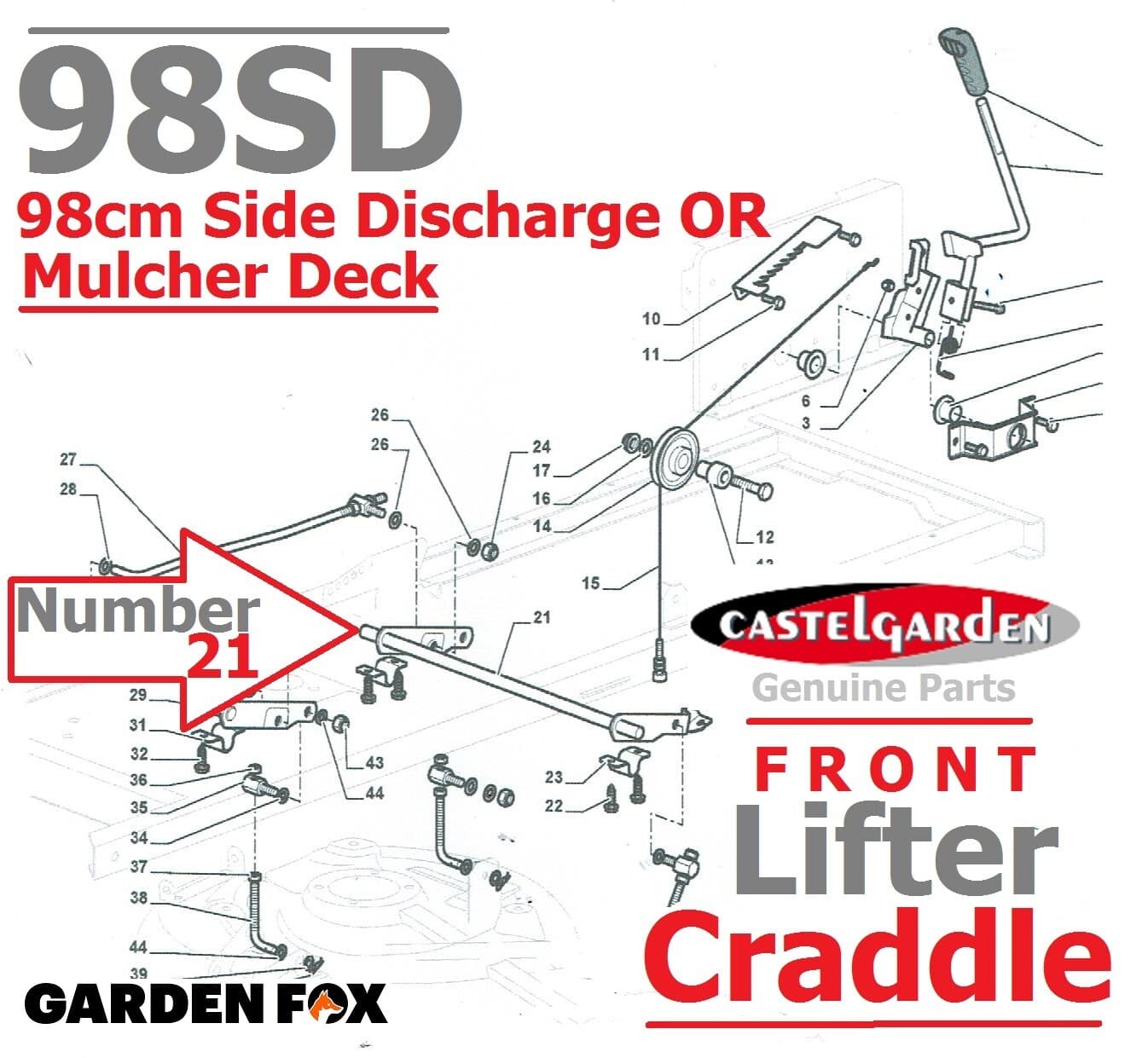 Genuine CASTELGARDEN XDL210HD 98cm - Front Lifter CRADDLE  - 382318239/0 .