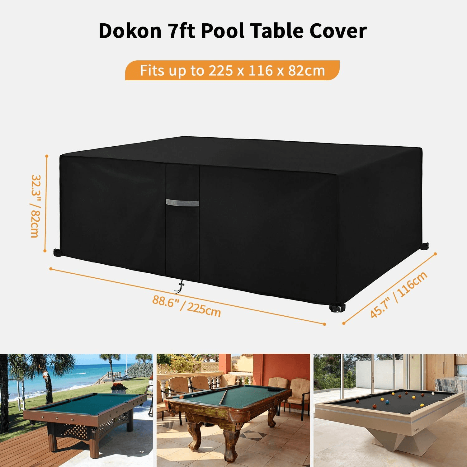 7Ft Pool Table Cover with Air Vents| Waterproof Windproof Anti-Uv Heavy Duty Oxf view 2