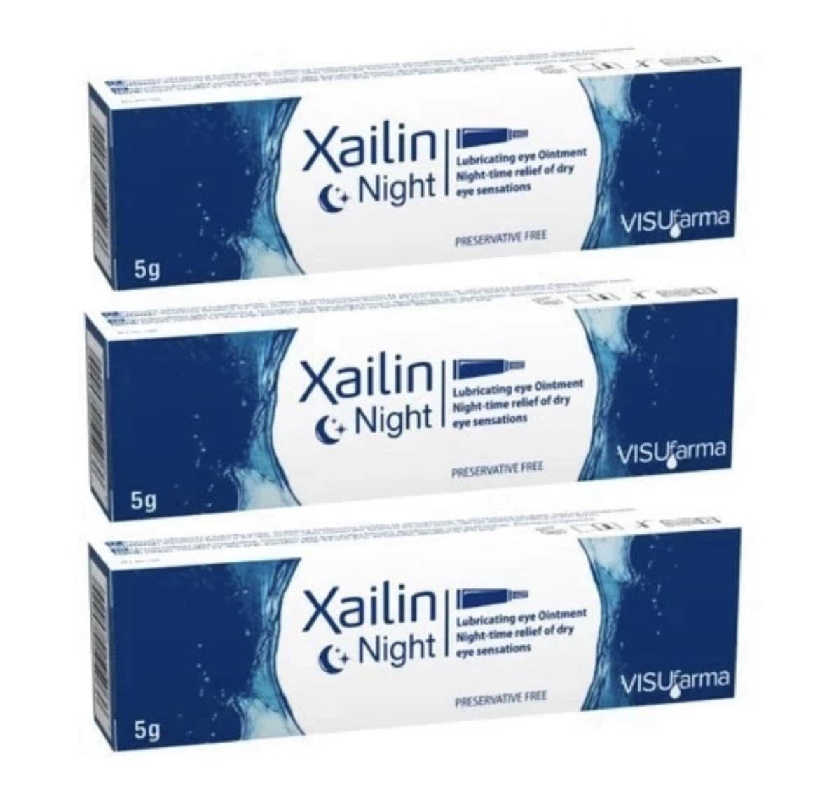 Xailin® Night Lubricating Eye Ointment – 5g Tube (Preservative-Free) X 3 PACKS