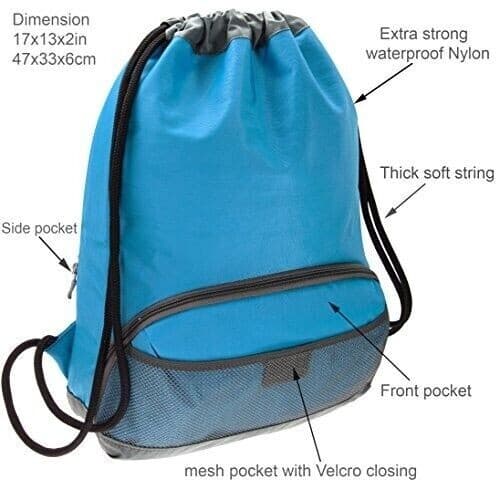 Unisex Large Drawstring Backpack Gym Bag Swim Bag Sackpack Waterproof Wet/Dry UK