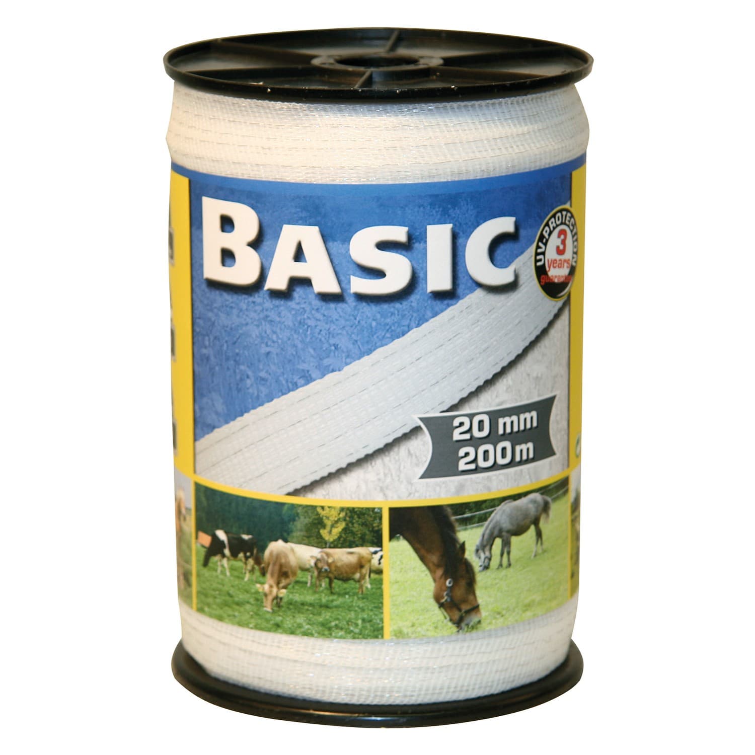 Basic Fencing Tape 200m x 20mm White For Horse Riding Pony Equestrian Corral