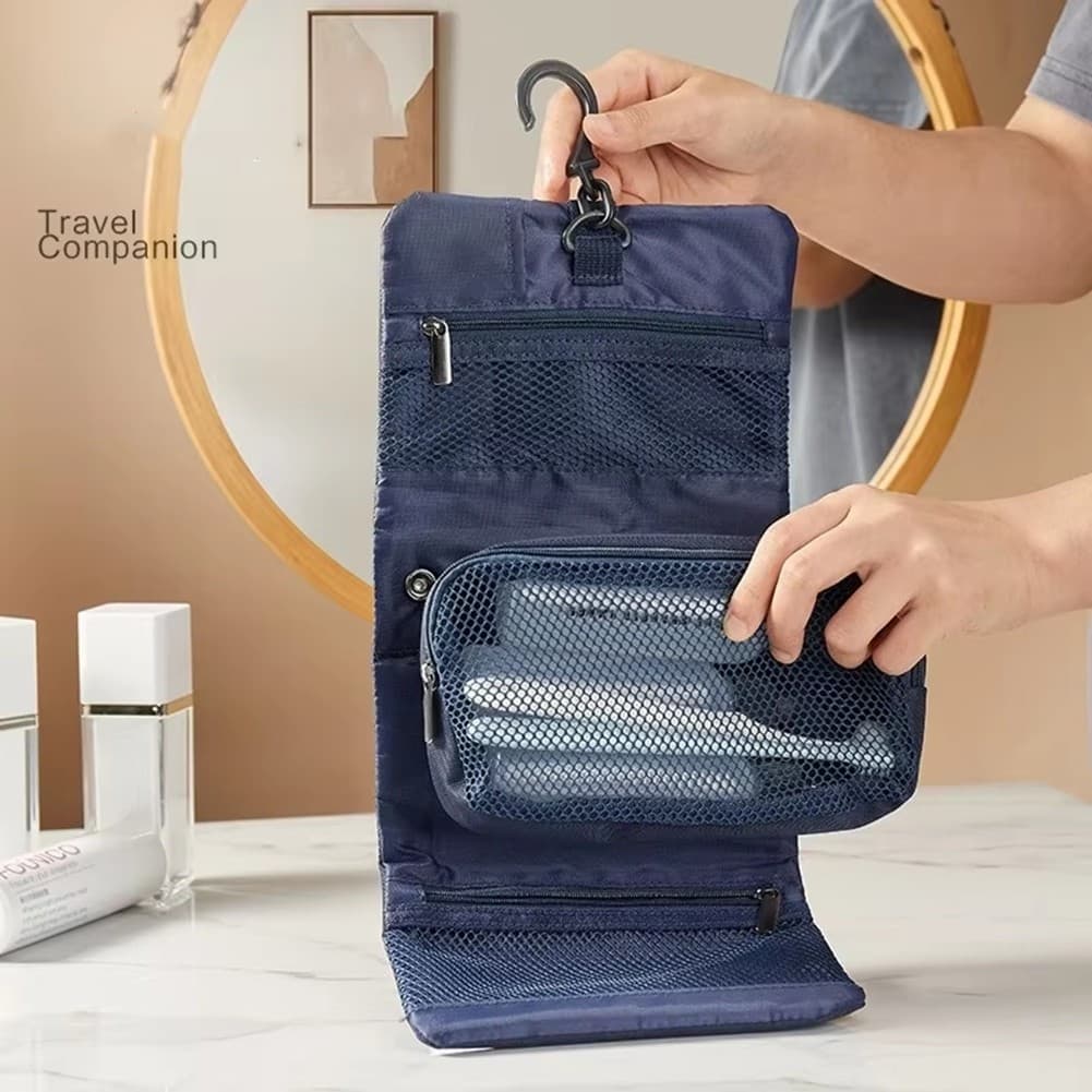 Japanese  Folding Toiletry Bag with Snap Hook - High Quality  Storage for1880 view 2