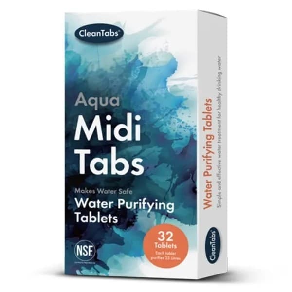 Clean Tabs Aqua Midi Tabs x 32 Drinking Water Purification Sterilising Tablets