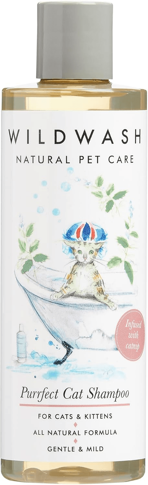 Wildwash Purrfect Cat Shampoo with Added Catnip 250Ml - Makes Bathtime Fun Time,