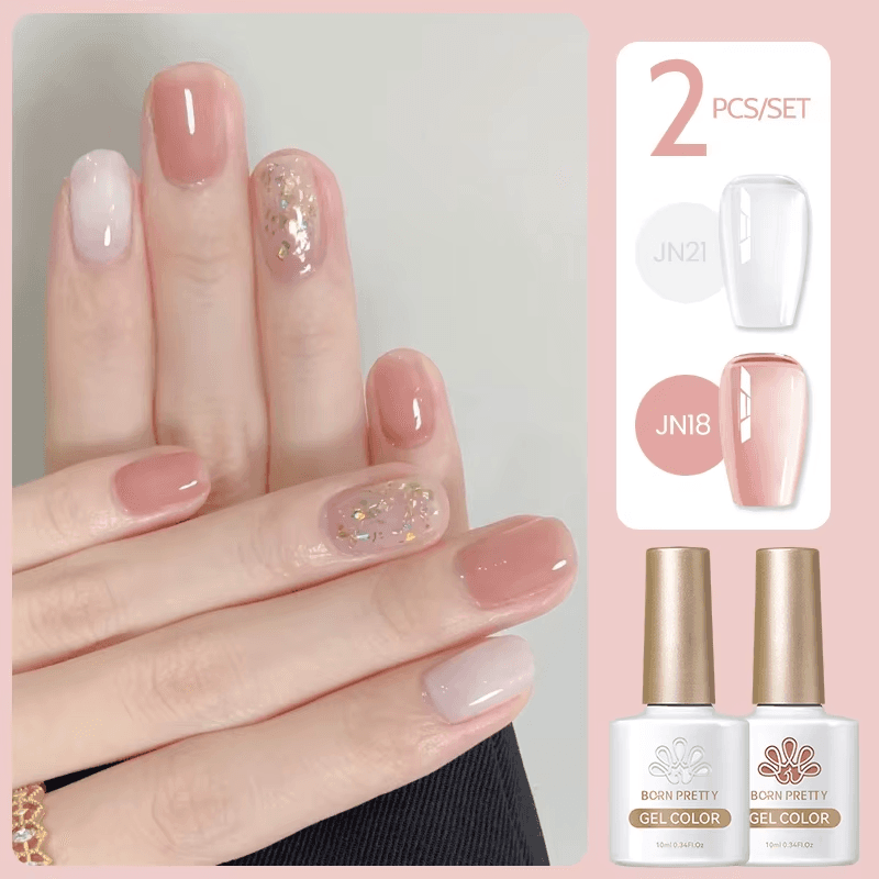 2Pcs French Style Gel Nail Polish Set Glitter Cat Magnetic Gel Nail Polish Long