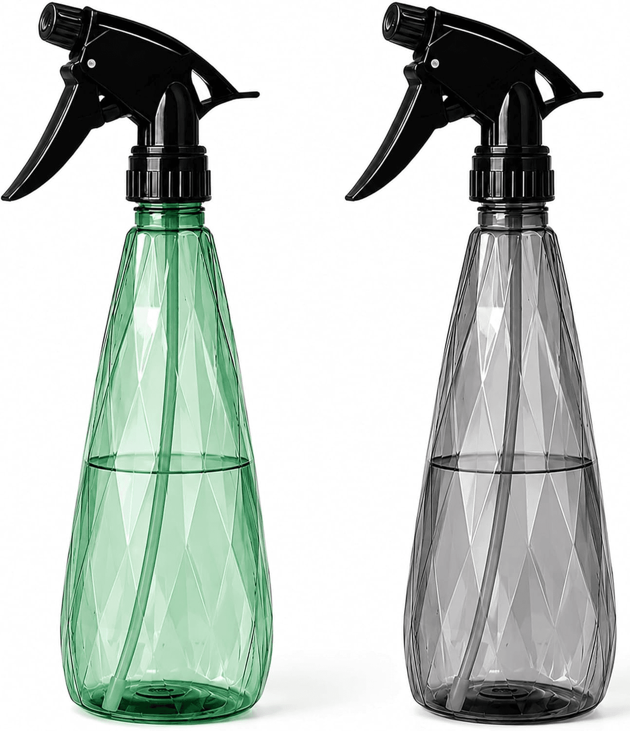 KEPLIN Empty Spray Bottles for Cleaning 600ml 2 Pack (Grey and Green)| Refillable