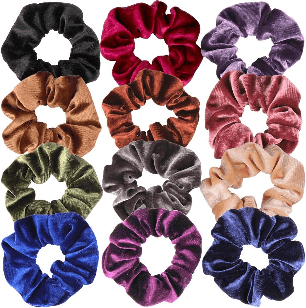 H&S Scrunchies Hair Bobbles Velvet 12Pcs Hair Bands Elastic Hair Ties Hairbands