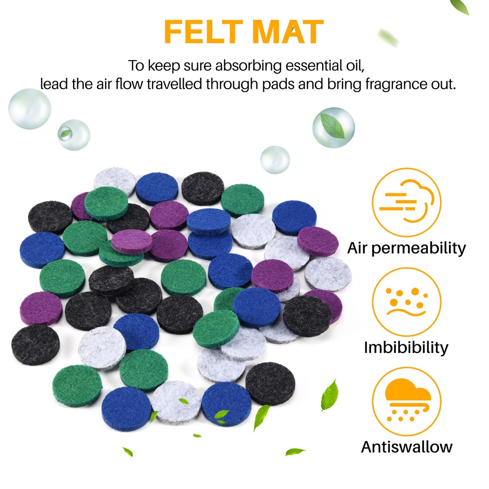 10X(Washable Refill Pads Felt Pads Diameter 22mm for Car Essential oil9872 view 2