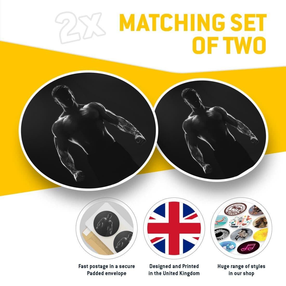 2 x Vinyl Stickers 7.5cm (bw) - Fitness Fighter Boxing Man Gym  #42873 view 2