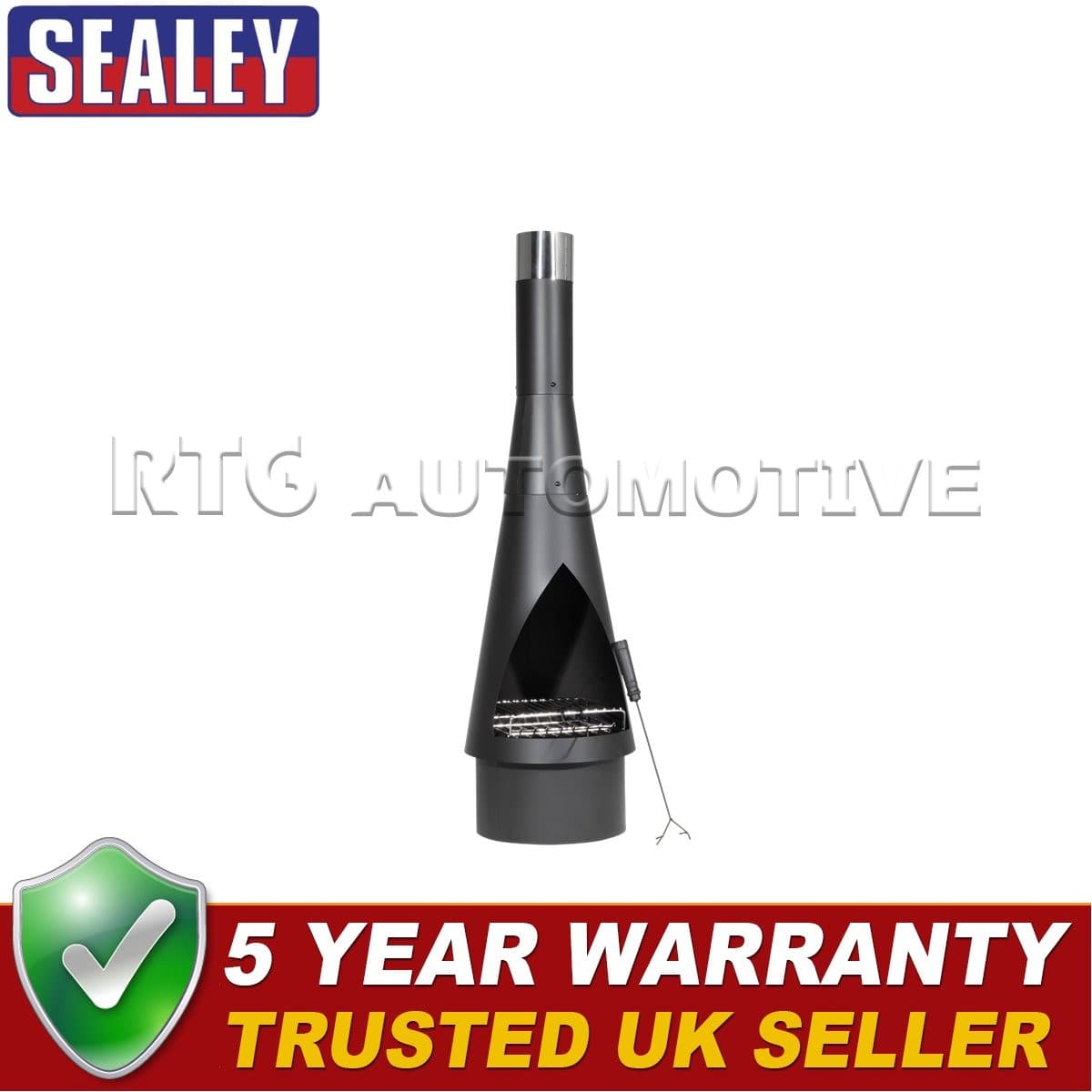 Sealey Dellonda Outdoor Chiminea Fireplace Fire Pit Heater Durable Black Steel