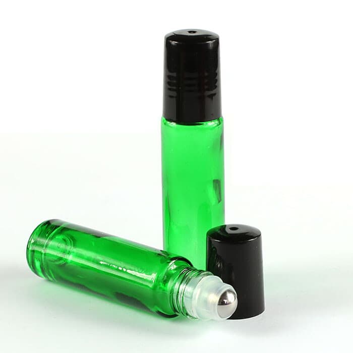 10ml Color Thick Glass Essential Oil Perfume Roller Bottle w/ Metal Plastic Ball